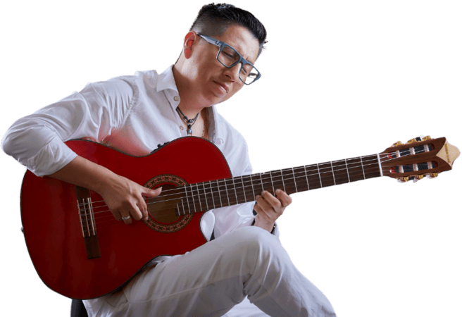 Riber Oré, guitarra roja